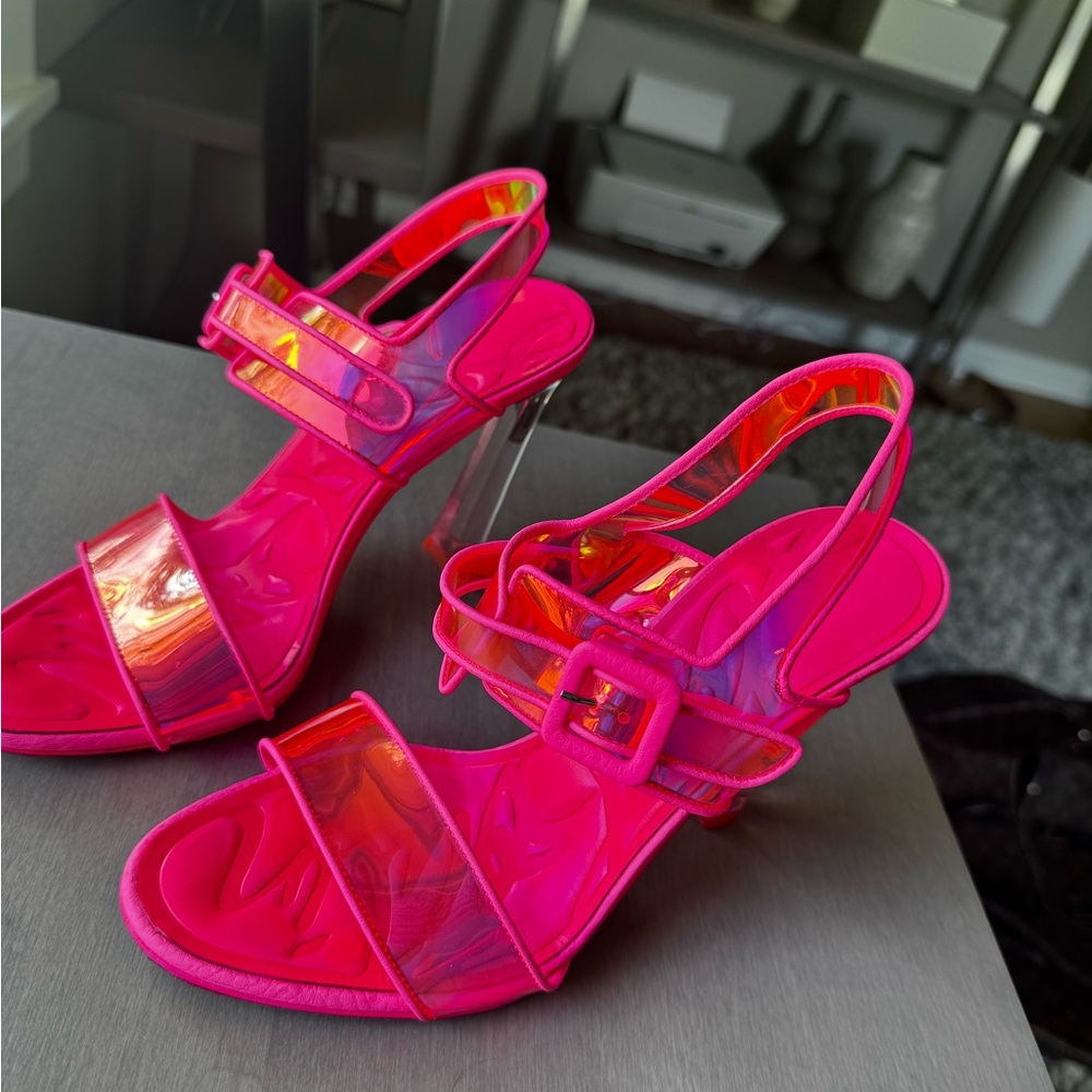 Christian Louboutin Loubi Duniss PVC Heels Fluo Pink